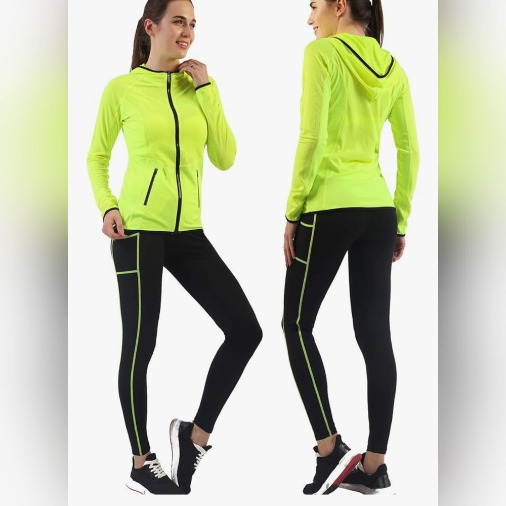 Fluorescent yellow‎ Jogging track outfit 2 piece workout Size L